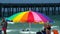 Colorful shade umbrella on the beach