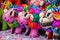 Colorful sheep dolls manufactured in wool.