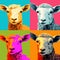 Colorful Sheep Portraits In Andy Warhol Style - Pop Art Inspired Art Deco