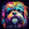 Colorful Shih Tzu Dog Illustration On Black Background