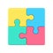 Colorful shiny puzzle connect 3d icon vector illustration. Multicolored assembly piece of jigsaw