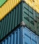 Colorful shipping containers at docks of Le Havre, Normandy, France