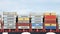 Colorful shipping containers stacked on cargo ship MSC BRUNELLA