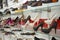 Colorful shoe market, Izmir / Turkey. Collection of lots of shoes
