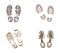 Colorful shoe sole print set. Set of footprint. Foot print icons.