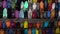 Colorful shoes market retail display in Central Square Souk shopping Marrakesh Morocco. A bazar in Morocco