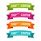 Colorful Shop coupon ribbons on white background