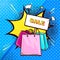 Colorful shopping bags with banner stick