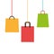Colorful Shopping bags hanging icon design