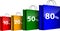 Colorful shopping bags with the sale percents