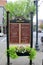 Colorful sign with the many businesses in the area, Saratoga Springs, New York,2015