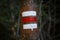 Colorful signs for hiking on the bark of a tree