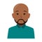 Colorful silhouette half body brunette bald man with beard