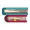 Colorful silhouette image of collection of books with bookmark
