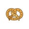 colorful silhouette pretzel baked product food icon