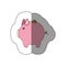 colorful silhouette sticker of pink piggy bank