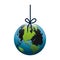 colorful silhouette with world hanging on rope and stain petroleum