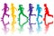 Colorful silhouettes of children running