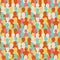 Colorful silhouettes, crowd of people seamless pattern