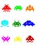 Colorful silhouettes of space invaders