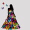 Colorful silhouettes of women and butterflies