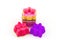 Colorful of silicone molds for baking in the form of hearts, obj