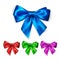 Colorful silk bow set. Decoration collection of elegant bows. Bow design different colors.