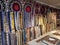 Colorful silk carpets in the showroom of a carpet factory in Samarkand, Uzbekistan