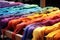 Colorful silk threads for weaving in a textile factory, Dyeing fabrics yarn in dyeing farm production, AI Generated