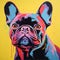 Colorful Silkscreen Painting Of A French Bulldog In Pop Culture Style