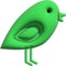 A colorful simple image with a green bird in a minimalistic cartoon style. Isolate. Icon. 3d graphics.