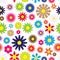 Colorful simple retro small flowers seamless white pattern eps10