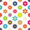 Colorful simple retro small flowers set seamless pattern eps10