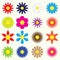 Colorful simple retro small flowers set of symbol eps10