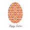 Colorful single easter egg with beautiful color abstract pattern. Isolated on white background - graphic illustration.