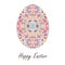 Colorful single easter egg with beautiful color abstract pattern. Isolated on white background - graphic illustration.