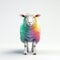 Colorful single sheep with white background