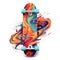Colorful skateboard on white background