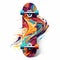 Colorful skateboard on white background