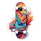 Colorful skateboard on white background