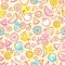 Colorful sketch mixed tropical fruits seamless summer pattern ba