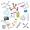 Colorful sketch of science doddle elements