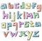 Colorful sketchy hand drawn lower case alphabet