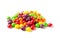 Colorful skittles candies isolated on a white background