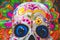 Colorful skull decorative design displayed at Cebu Airport