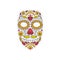 Colorful Skull Mask Day of The Dead With Floral Ornament and Flower Seamless Pattern. Dia de Los Muertos, Colorful Holiday Skull