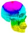 Colorful skull in profile. Digital pointillism.