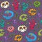 Colorful skulls seamless pattern for textile, wrapping, fabric, wallpapers and other surfaces. Holy Death texture.