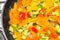 Colorful sliced vegetables closeup - vegan recipes