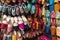 Colorful slippers displayed at medina souks in Morocco